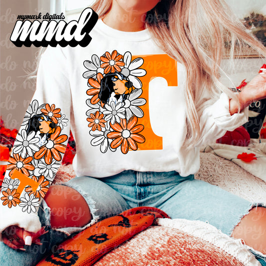 Tennessee Vols #2 - DTF TRANSFER (floral letters & skellies & sleeves MMD)