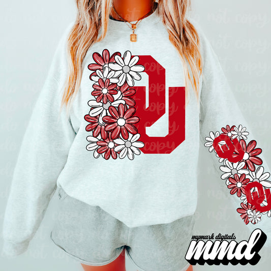 OU Sooners - DTF TRANSFER (floral letters & skellies & sleeves MMD)