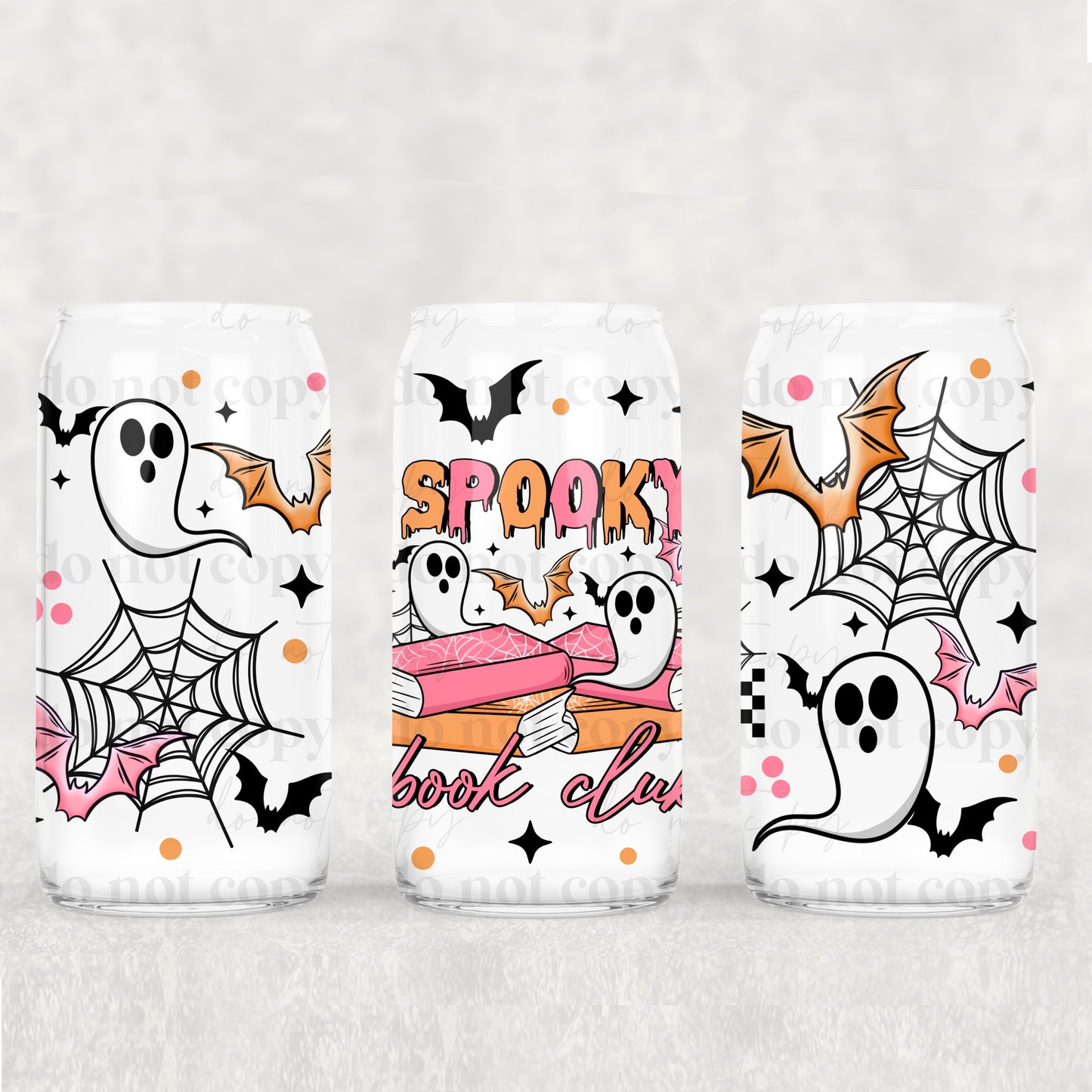 Spooky book club ghosts - UV dtf wrap 16oz libbey : CSC