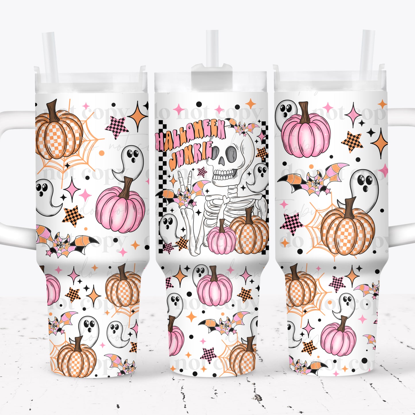 Halloween Junkie ; UV DTF 40OZ TUMBLER Wraps (top & bottom) (CSC)