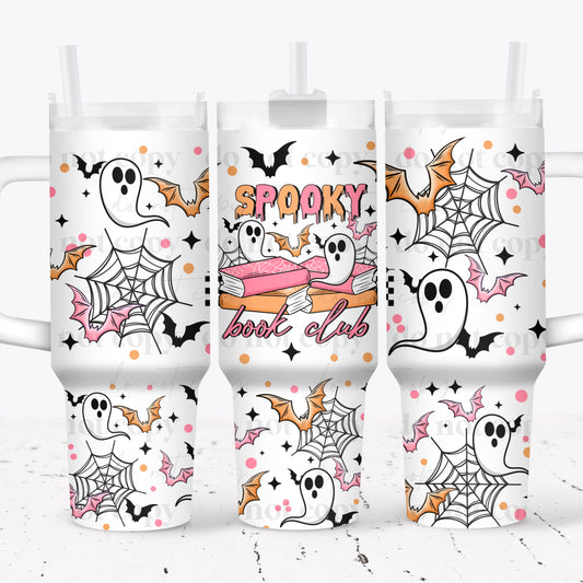 Spooky book club ghosts ; UV DTF 40OZ TUMBLER Wraps (top & bottom) (CSC)