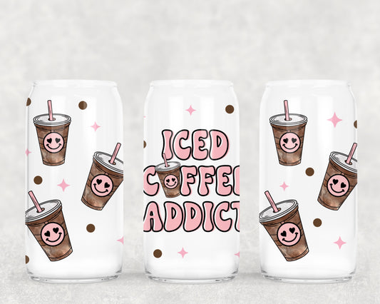 Iced coffee addict - UV dtf wrap 16oz libbey : CSC