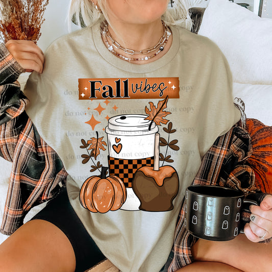 Fall Vibes coffee pumpkin apple - DTF TRANSFER (CSC)