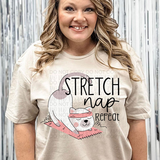 Stretch Nap Repeat yoga cat - DTF TRANSFER (SSDa)