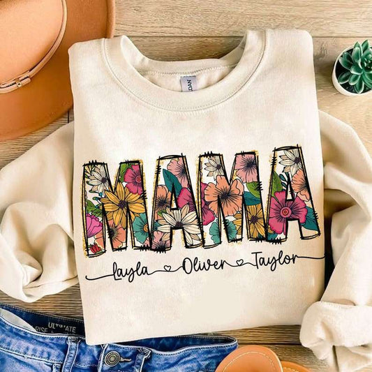 Mama floral with names - DTF TRANSFER