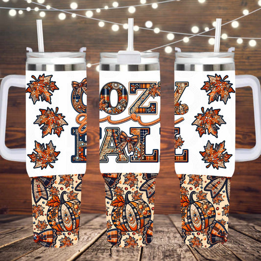 Cozy girl fall ; UV DTF 40OZ TUMBLER Wraps (top & bottom) (TED)