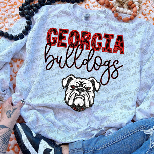 Georgia Bulldogs - faux embroidery & glitter tie dye - DTF TRANSFER (HD)