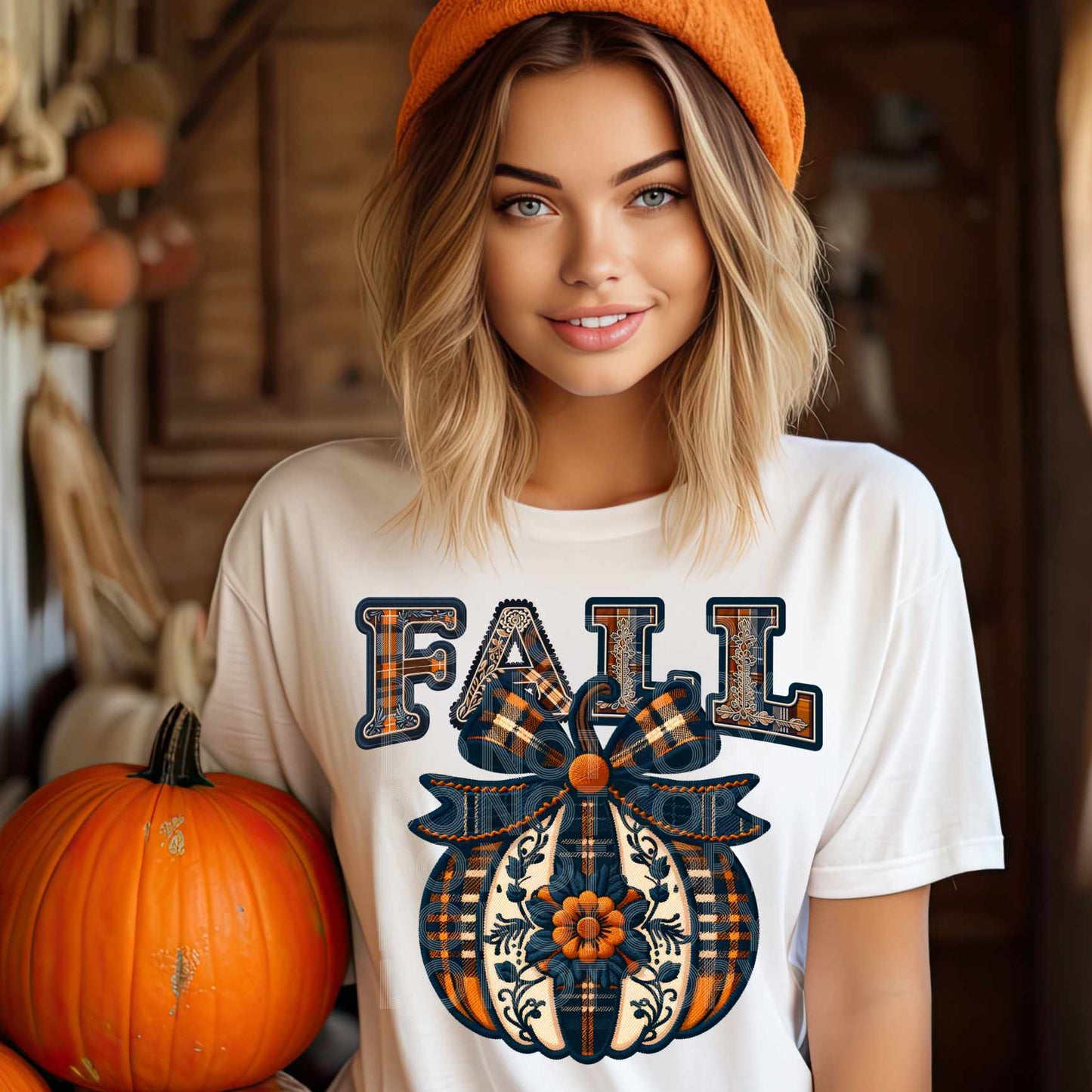 Fall patchwork pumpkin - DTF TRANSFER (TED)