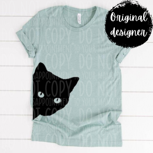 Peaking Black cat ORIGINAL DESIGNER - DTF TRANSFER ONLY