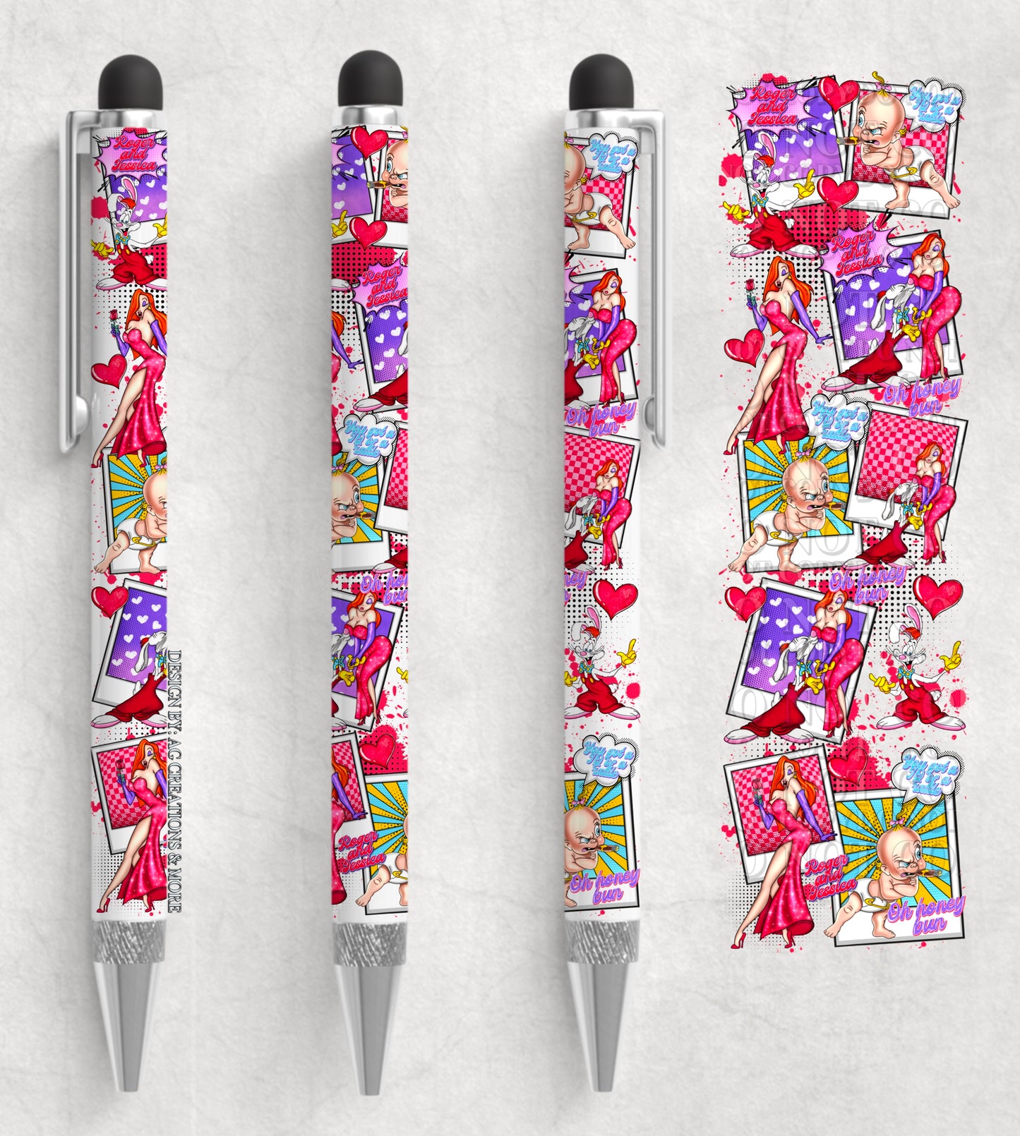 Roger and Jessica ; UV DTF pen wrap (AGCM)