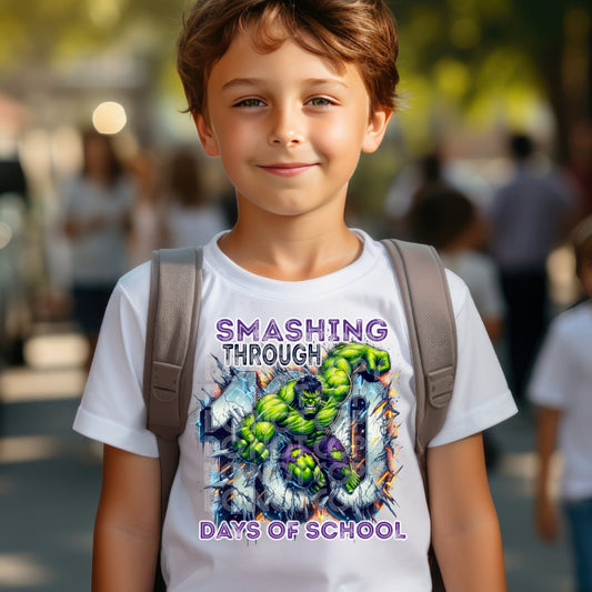 Smashing Through 100 Days - DTF TRANSFER 100 Days Of School (SSD)