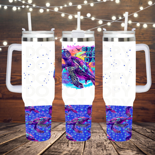 Seas The Day ; UV DTF 40OZ TUMBLER Wraps (top & bottom) (TED)