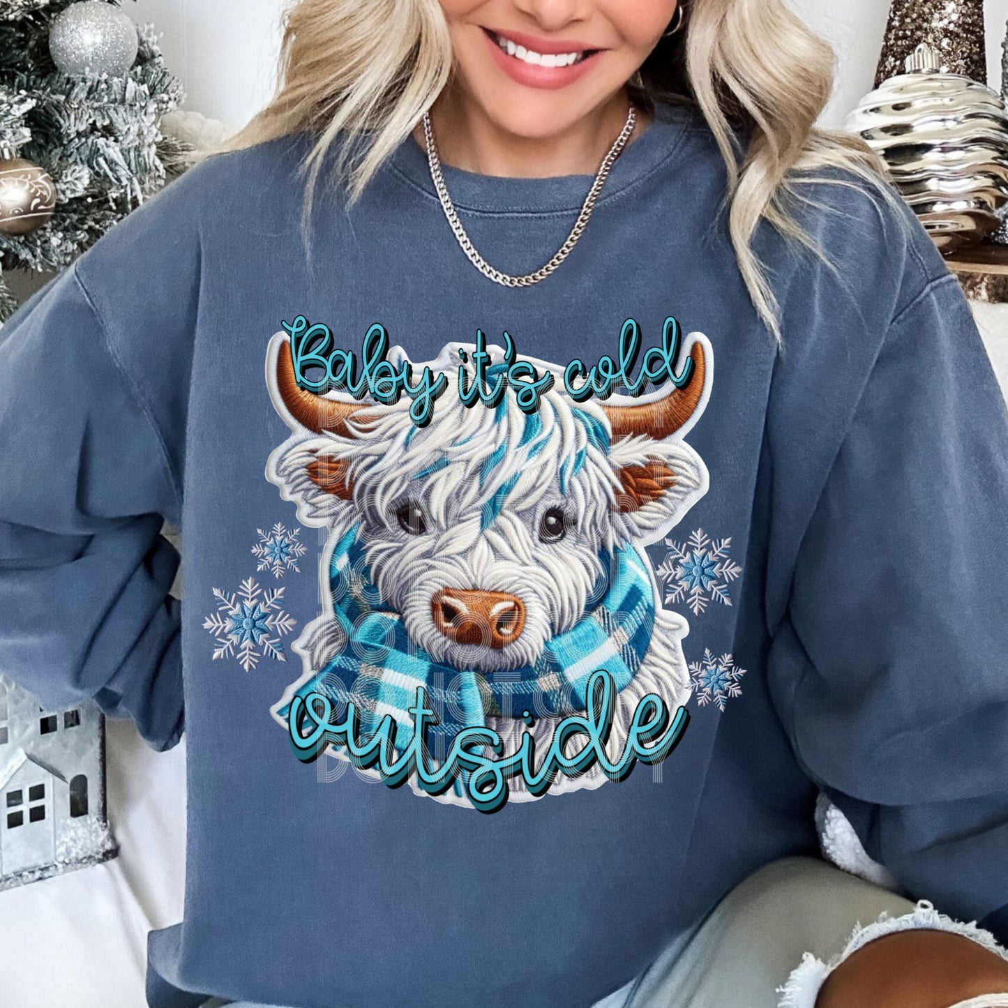 Baby it's cold outside highland cow - DTF TRANSFER (SSDD)