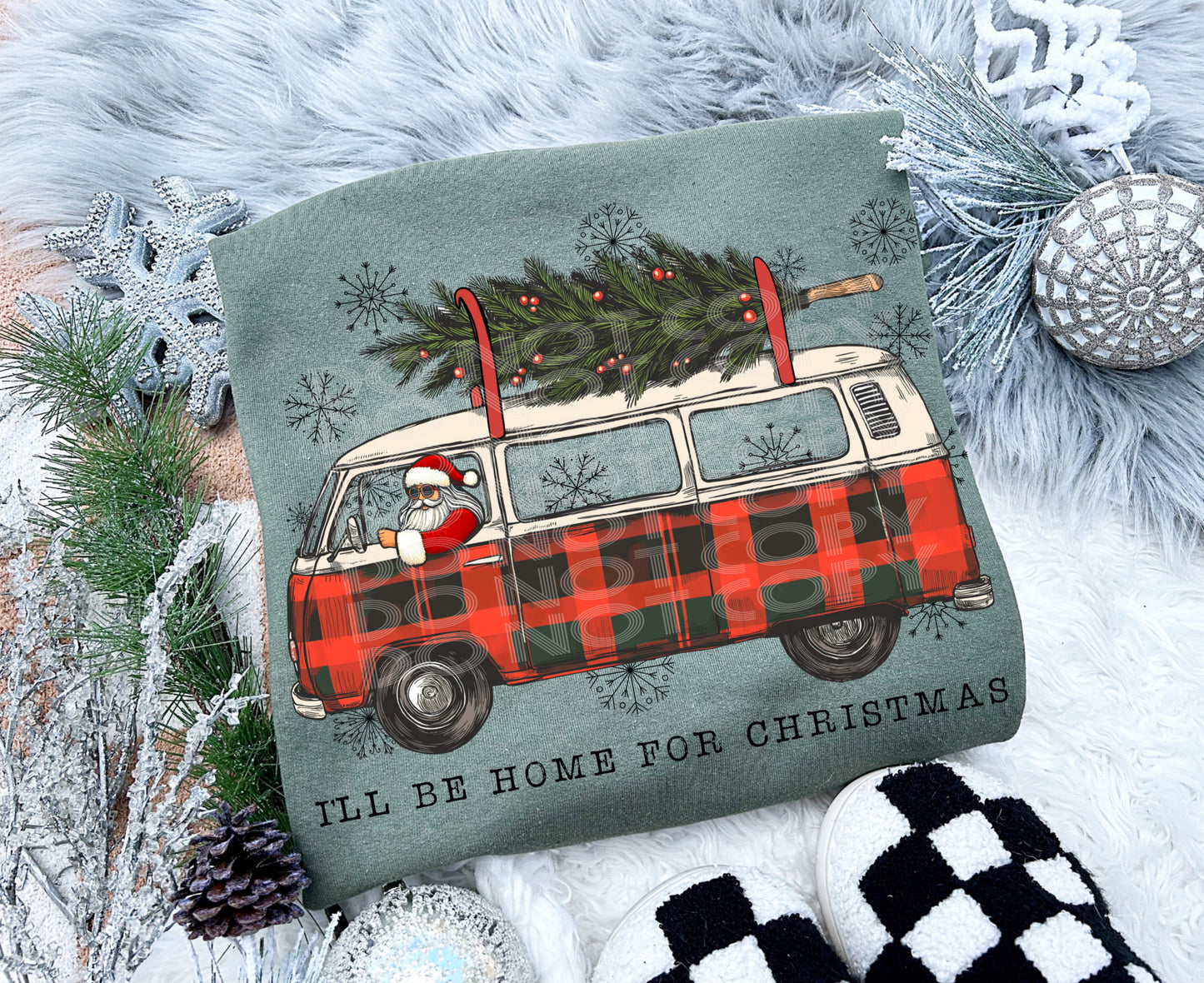 I'll be home for Christmas vintage van - DTF TRANSFER (PHDC O24)