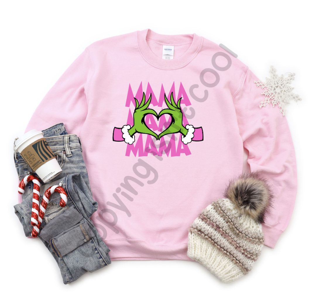 Custom text pink grouch hands heart - DTF TRANSFER ONLY (WRS)