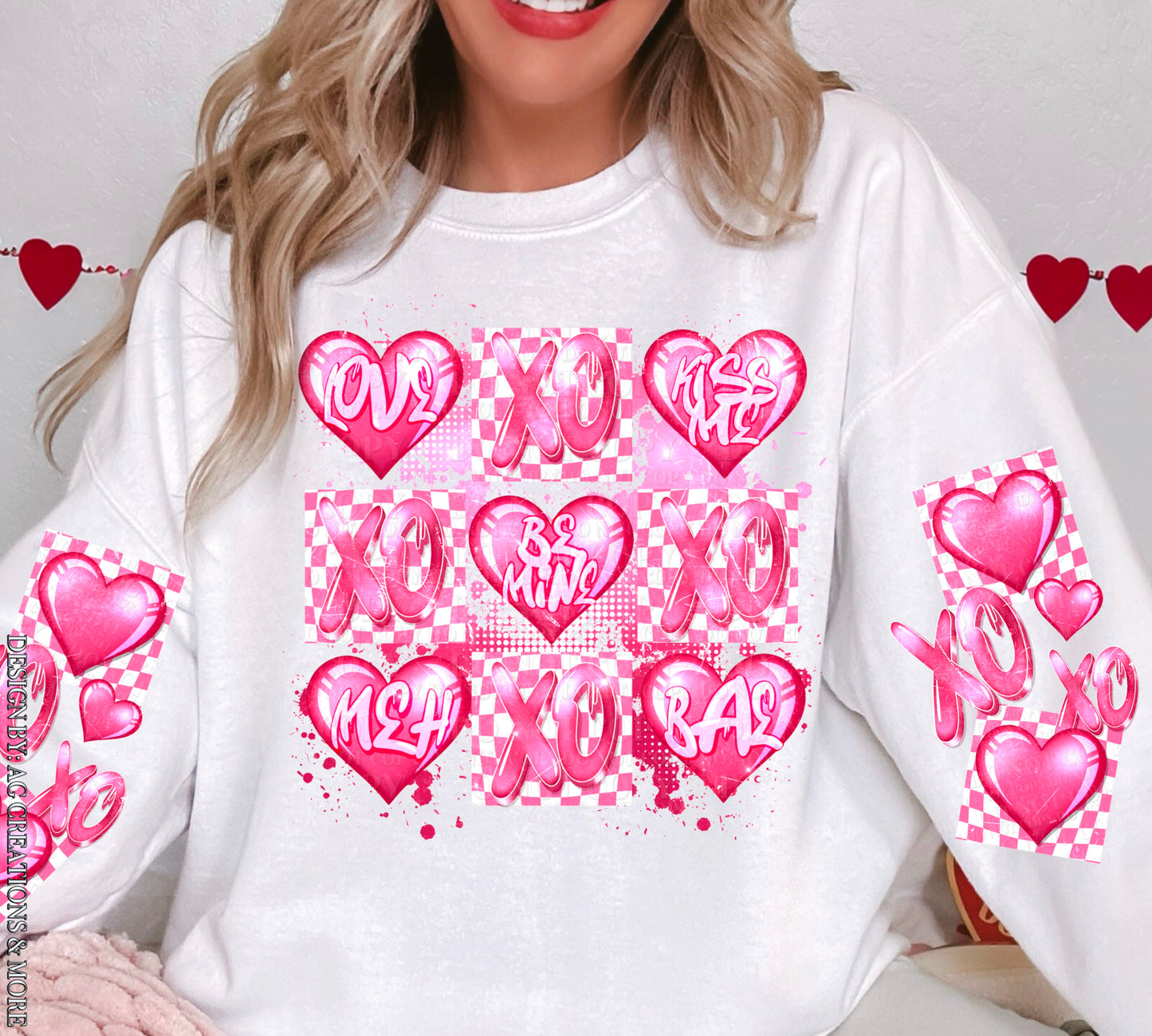 XOXO hearts checkered - DTF TRANSFER ONLY (AGCM)