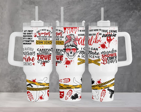 True Crime collage ; UV DTF 40OZ TUMBLER Wrap (top & bottom)