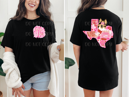 Texas College Station ; preppy pink mascot drop ; DTF TRANSFER