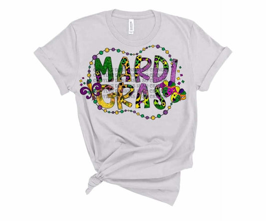 Mardi Gras Beads And Mask - DTF TRANSFER Mardi Gras