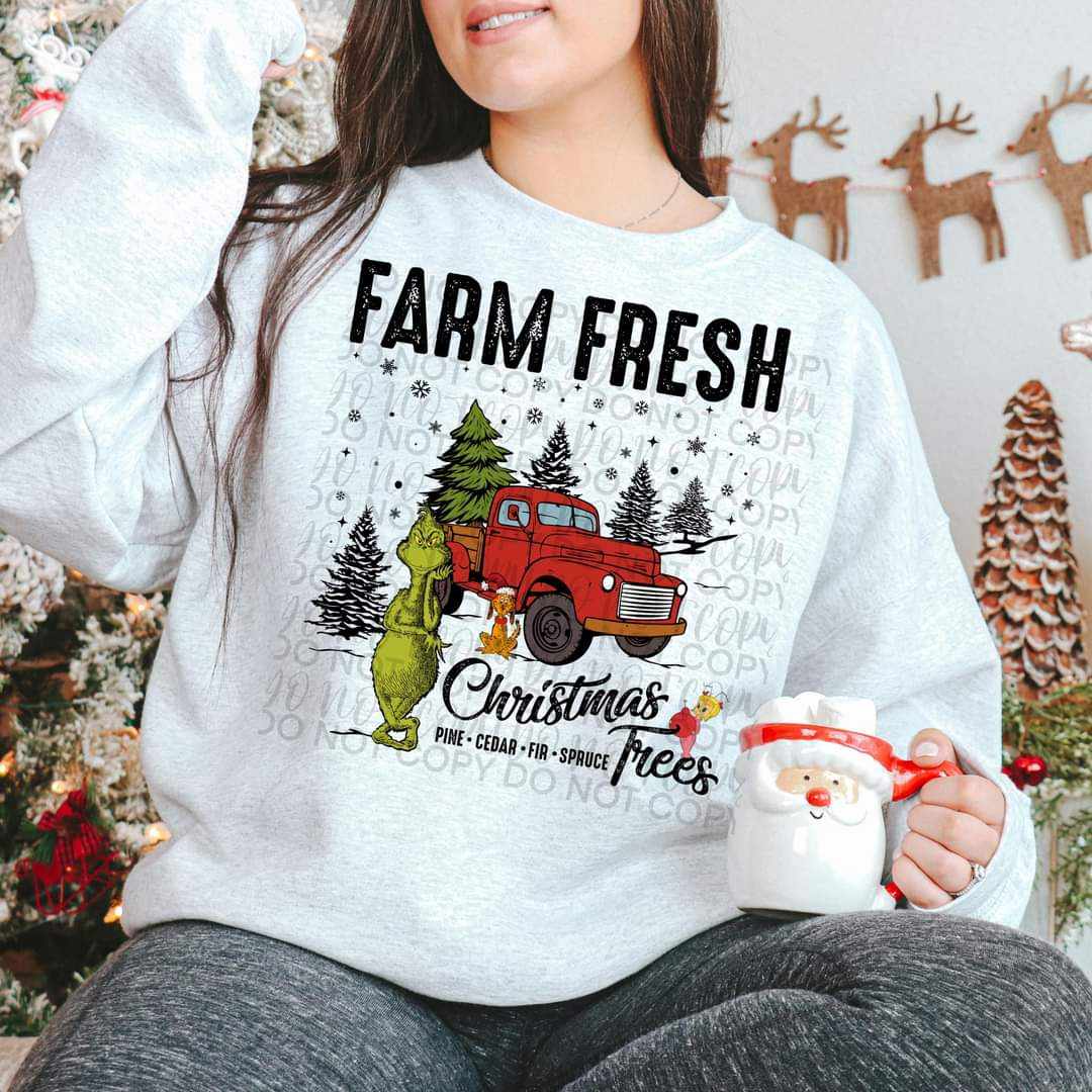 Grouch Farm fresh Christmas Trees BLACK - DTF TRANSFER (SSDa)