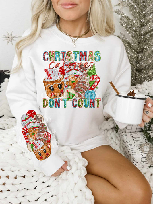 Christmas calories don't count faux sequins - DTF TRANSFER ONLY (TED)