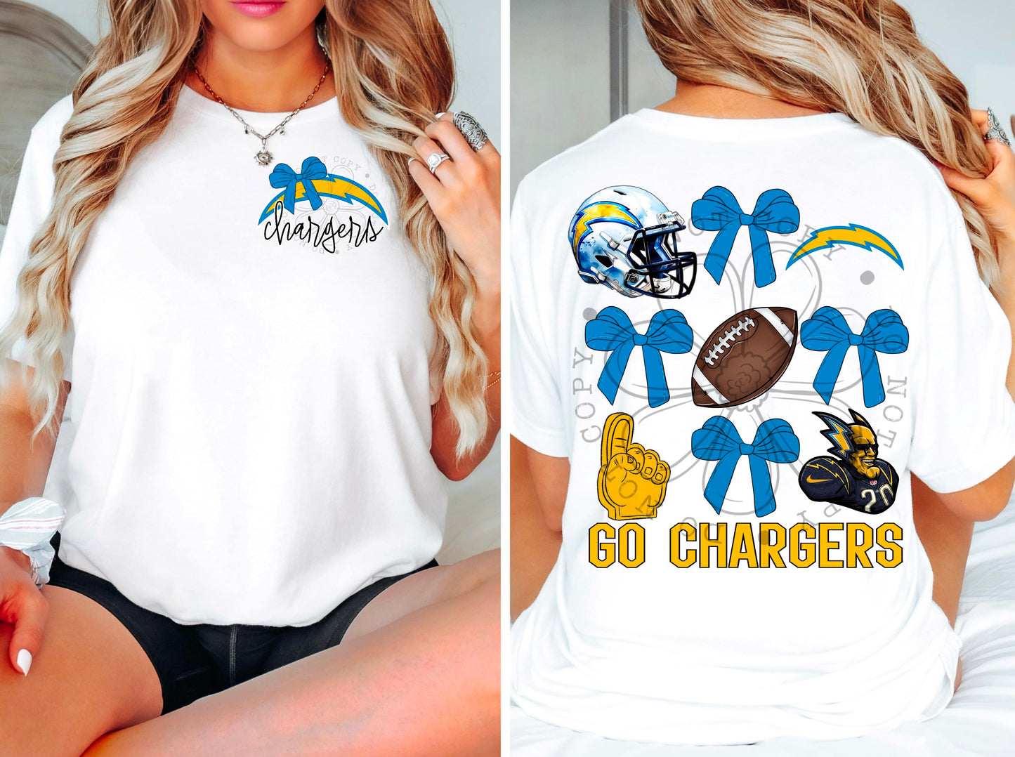 Chargers - DTF TRANSFER - Sports Bows drop (FDC)