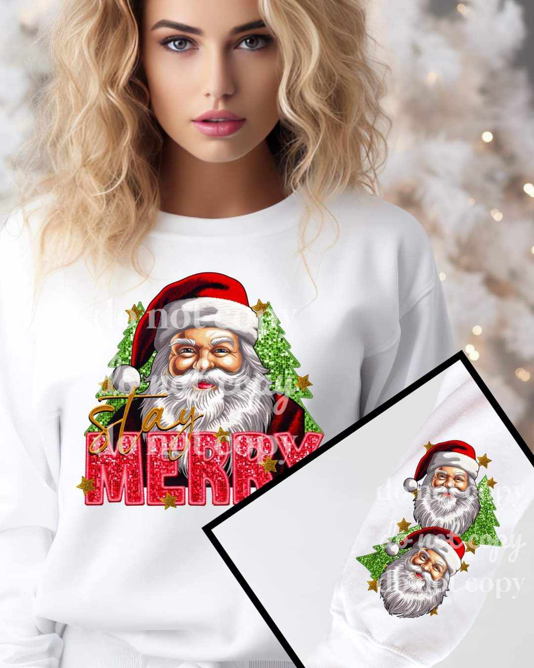 Merry faux sequin Santa - DTF TRANSFER ONLY (TED)