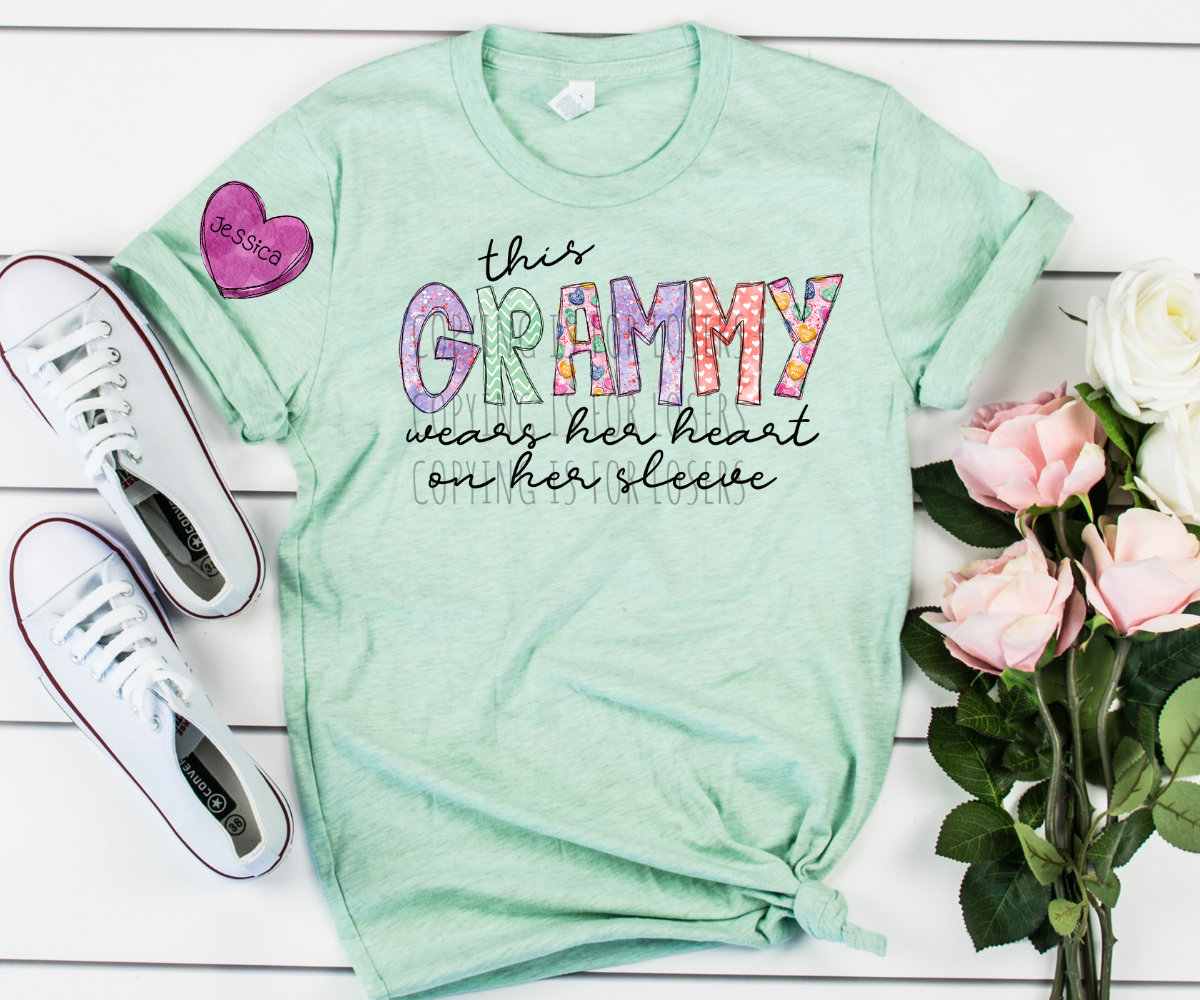 This Grammy wears her heart on her sleeve candy hearts custom with names TRANSFER ONLY