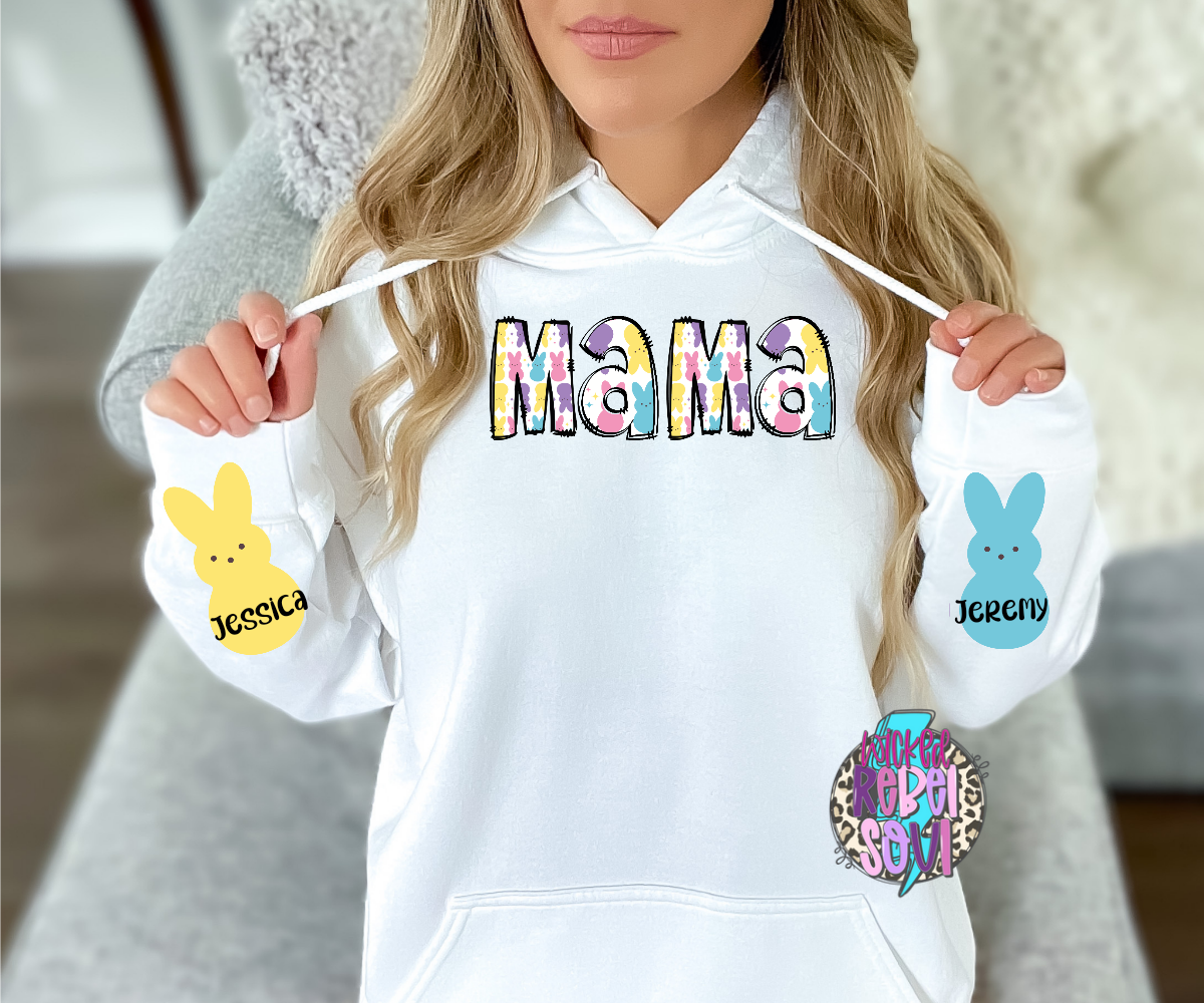 Easter Mama with custom bunny names peeps TRANSFER ONLY