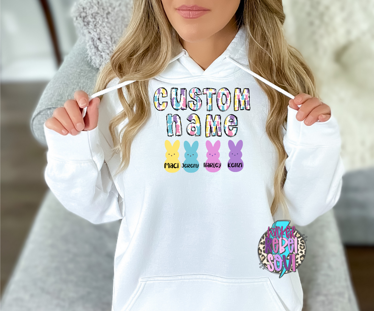 Easter CUSTOM NAME with custom bunny names peeps TRANSFER ONLY