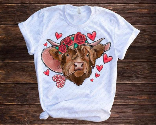 Valentine cow with horns TRANSFER ONLY